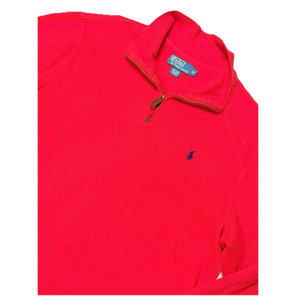 Ralph Lauren Sweater Mens XL Red Half Zip Pullover Navy Pony Quarter Zip Polo